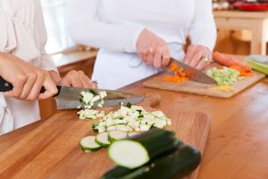 Chopping veggies