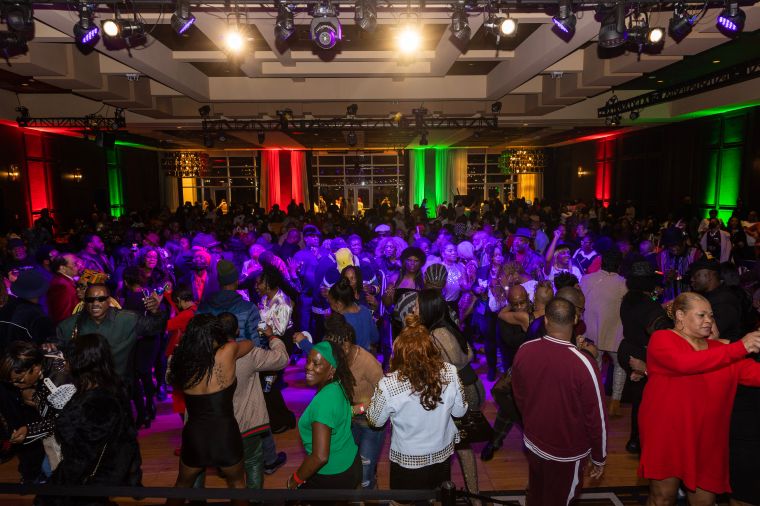 Lady B Basement Party 2022; Crowd enjoying DJ Touchtone on the Turn Tables