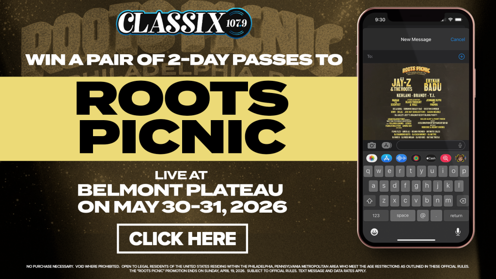 Text APRIL to 37890 and take our Music Survey for a chance to win 2-Day VIP tickets to Roots Picnic! May 30th + 31st at Belmont Plateau